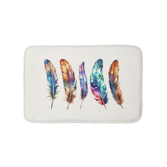 Tapete De Banheiro Beautiful Multicolor Boho Feathers - Graphic Art (frente)