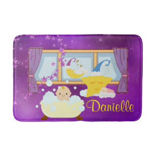 Tapete De Banheiro Bebê Bubble Bath Roxo Lua e Estrelas