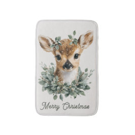 Tapete De Banheiro Bebê Veado Fofo Feliz Natal – Fawn Aquarela