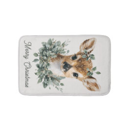Tapete De Banheiro Bebê Veado Fofo Feliz Natal – Fawn Aquarela