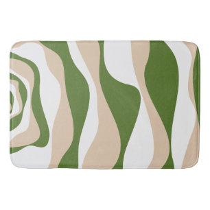 Tapete De Banheiro Bei e Fluxo 4 - Branco, Areia e Verde Palm
