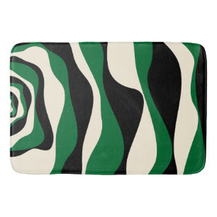 Tapete De Banheiro Bei e Fluxo 4 em Verde, Creme e Preto