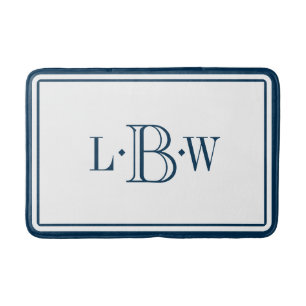 Tapete De Banheiro Beira azul clássica Monogrammed