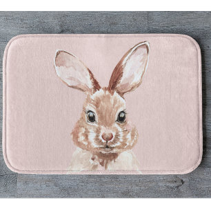 Tapete De Banheiro Bela Moderna Pastel Cor de Água Rosa Coelhinho Lin