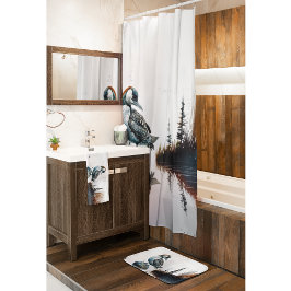 Tapete De Banheiro belo leão em uma rocha de aquarela