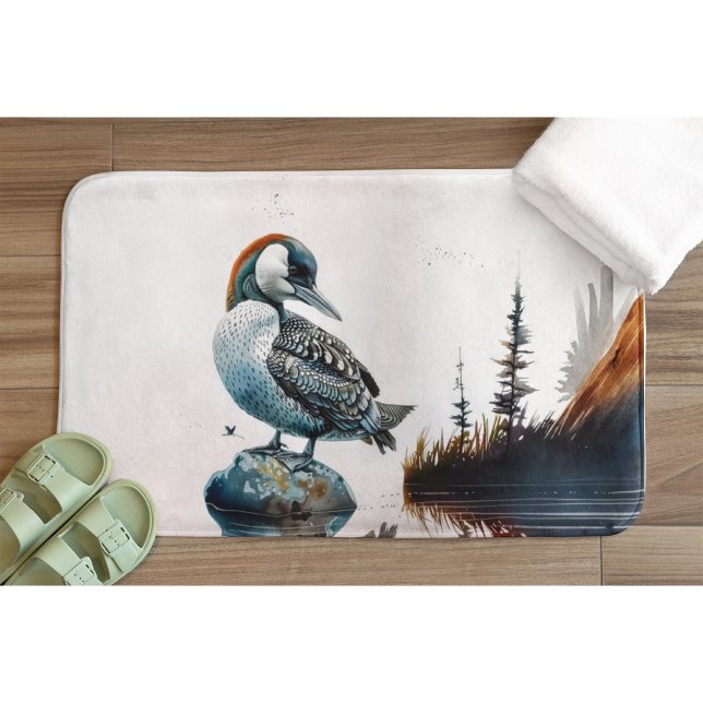 Tapete De Banheiro belo leão em uma rocha de aquarela (Criador carregado)