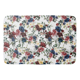 Tapete De Banheiro Belo Padrão Floral Flores Azul Amarelo Vermelho