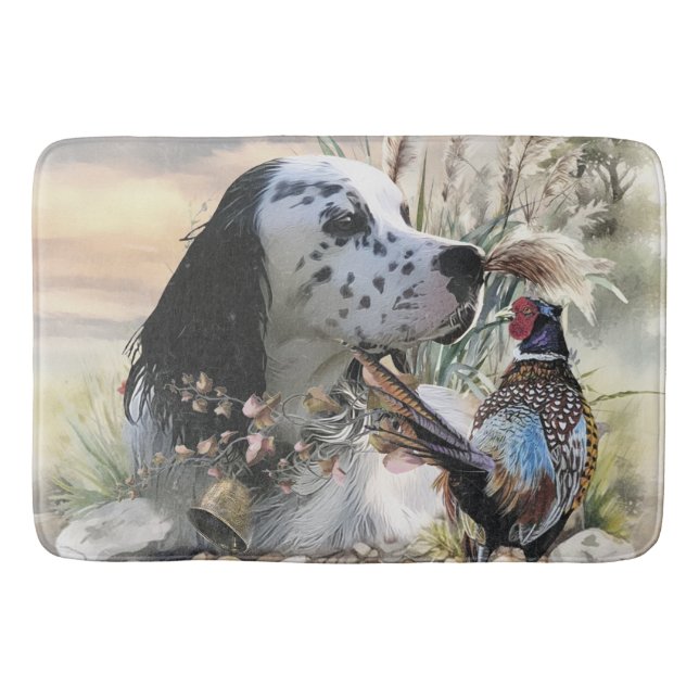 Tapete De Banheiro Belo Setter Inglês com Faasant, Arte (Frente)