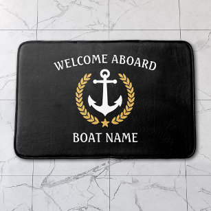 Tapete De Banheiro Bem-vindo a bordo Nome do Barco Anchor Dourado Lau