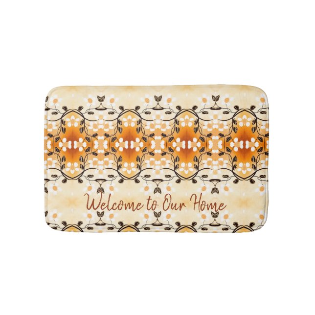 Tapete De Banheiro Bem-Vindo À Nossa Matriz Floral (frente)