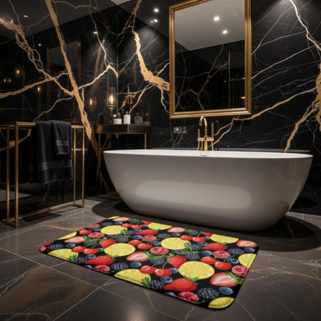 Tapete De Banheiro Berries Vibrantes e Matas de Banho de Citros (Criador carregado)
