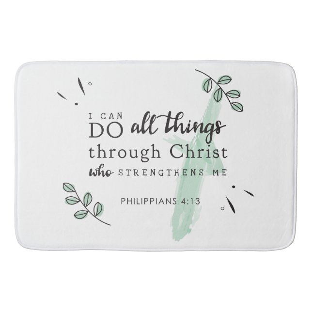 Tapete De Banheiro Bíblia Verso Philippians 4:13 Bath Mat (Frente)