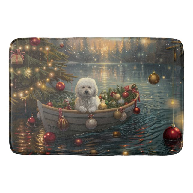 Tapete De Banheiro Bichon Frise Natal Festiva Voyage (Frente)