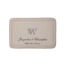 Tapete De Banheiro Bicicleta Rustic Monogramas & Nomes Recém-Casados