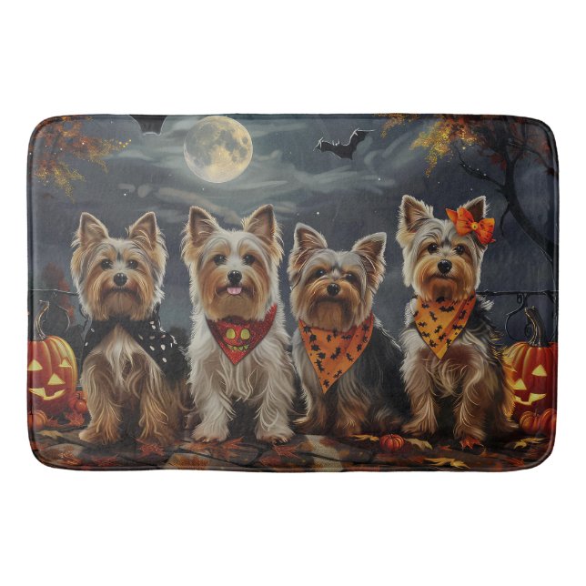 Tapete De Banheiro Biewer Terrier Halloween Spooky (Frente)
