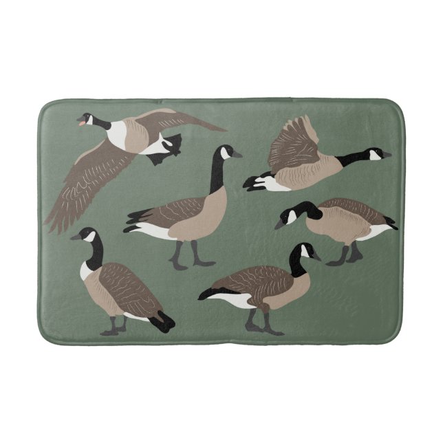 Tapete De Banheiro Bird Lover Canada Geese Illustration Sage Green (Frente)