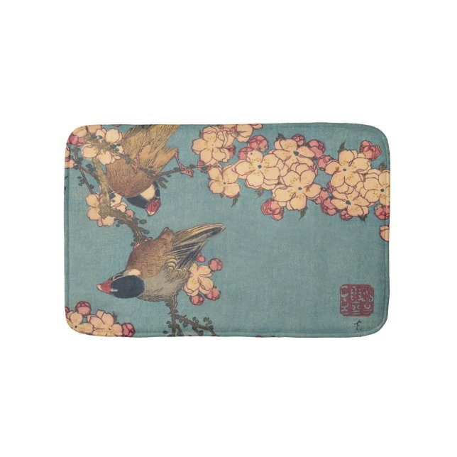 Tapete De Banheiro Birds Flowers Hokusai Art Japonês (frente)