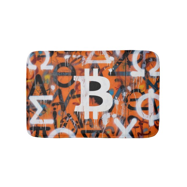 Tapete De Banheiro "Bitcoin Graffiti" (Estilo #2) Arte de Rua (frente)
