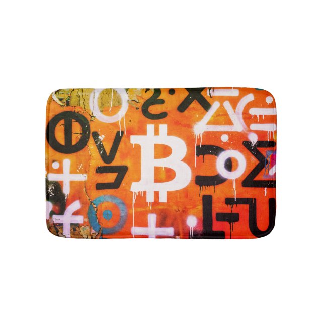 Tapete De Banheiro "Bitcoin Graffiti" (Estilo #6) Arte de Rua (frente)