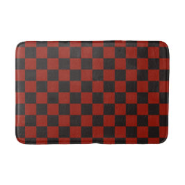 Tapete De Banheiro Black and Deep red checkerboard pattern
