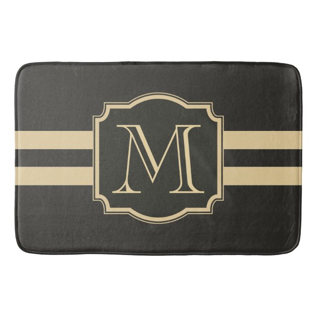 Tapete De Banheiro Black and Golden Monogram (Frente)