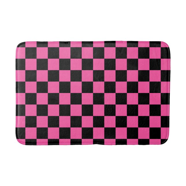 Tapete De Banheiro Black and pink checkerboard pattern (Frente)