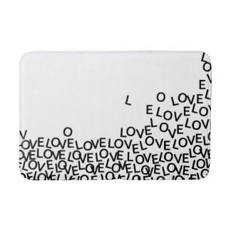 Tapete De Banheiro Black and White Love Typografia Bath Mat