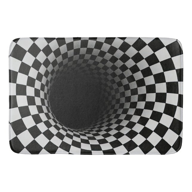 Tapete De Banheiro Black and White Optical Illusion Tunnel (Frente)