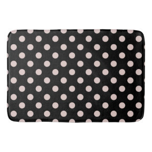Tapete De Banheiro Black & Blush Pontos Polka Rosa Claro