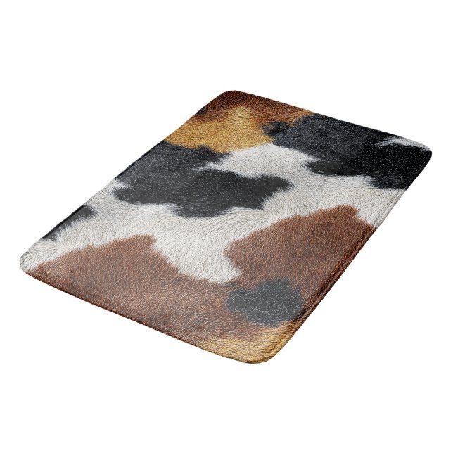 Tapete De Banheiro Black, Brown White Cowhide Pattern (Angulado)