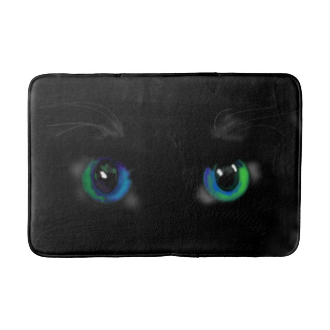 Tapete De Banheiro Black Cat Bath Mat Blue Green (Frente)