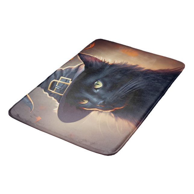 Tapete De Banheiro Black Cat Halloween (Angulado)