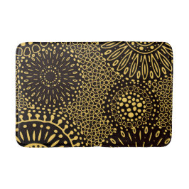 Tapete De Banheiro Black Gold Vintage Ethnic Floral Pattern Bath Mat