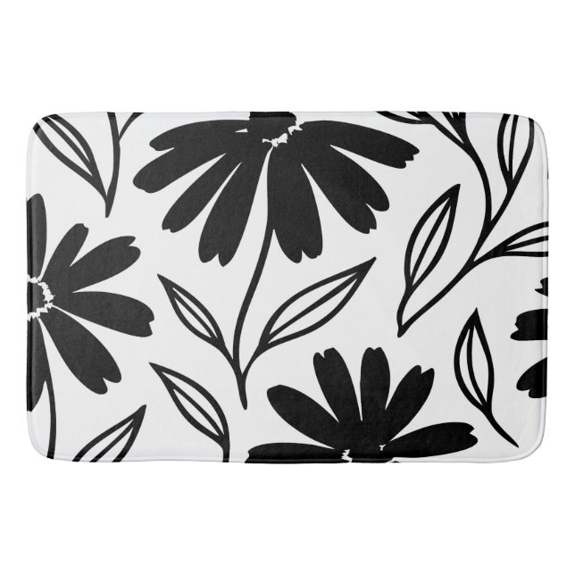 Tapete De Banheiro Black Ink Daisies Boho (Frente)