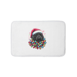 Tapete De Banheiro Black Labradoodle Árvore de Natal Xmas Luz Doodal