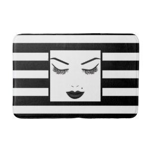Tapete De Banheiro Black Lips Beauty Maquiagem Rostos Cílios & Sobran