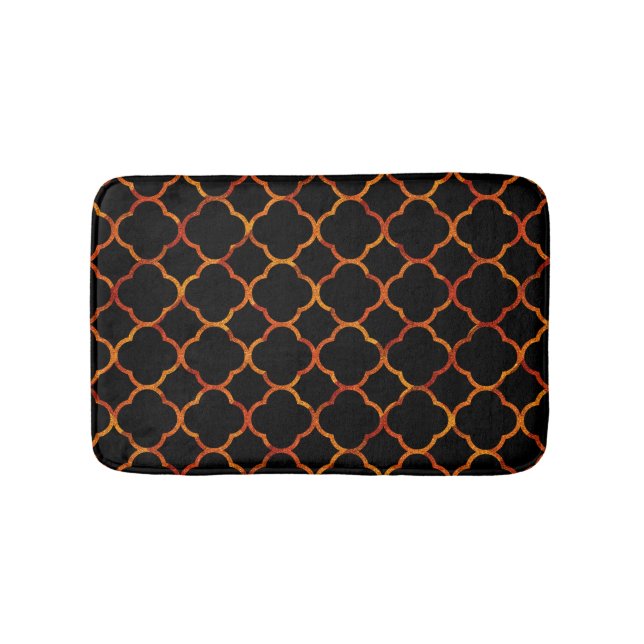 Tapete De Banheiro Black Rustic Gold Quatrefoil Patterns Elegant Cool (frente)