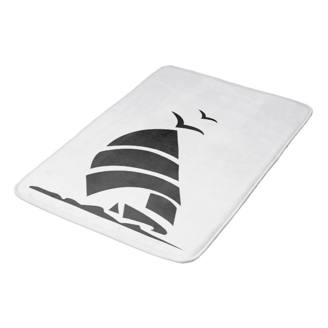 Tapete De Banheiro " Black SailBoat " Bath Mat (Angulado)