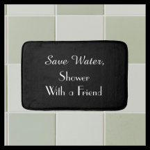 Black Save Water Funny Plush Bath Mat