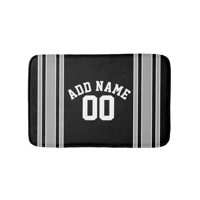Tapete De Banheiro Black Silver Sports Jersey com nome e número (frente)