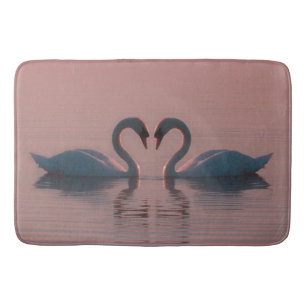 Tapete De Banheiro Black Swans Natação Pink Sky