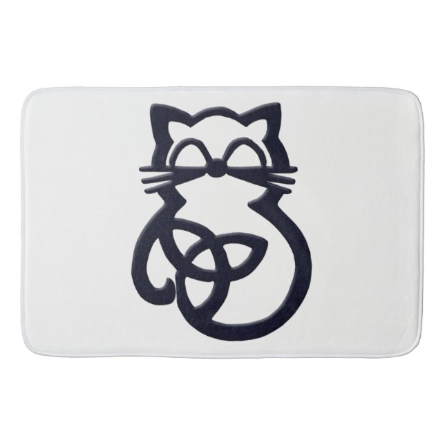 Tapete De Banheiro Black Trinity Knot Celtic Cat Bath Mat (Frente)