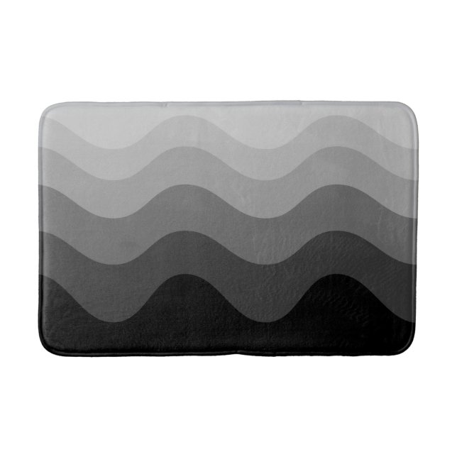 Tapete De Banheiro Black Wavey Stripe Modern Bath Mat (Frente)