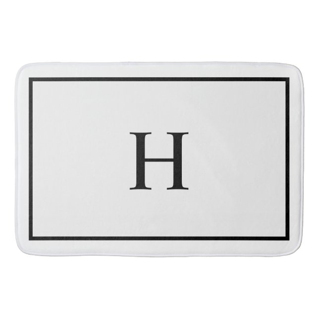 Tapete De Banheiro Black White Elegant Modern Monogram (Frente)