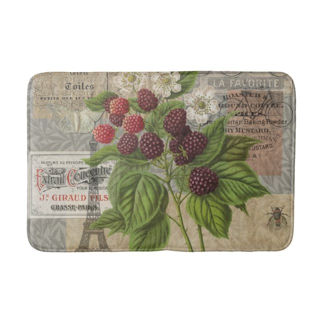 Tapete De Banheiro Blackberry Floral Garden Fllower Butfly Art (Frente)