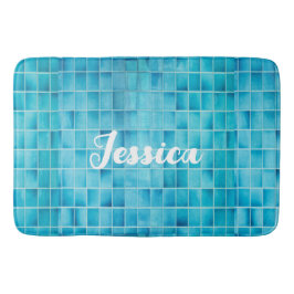 Tapete De Banheiro Blocos de azulejo de vidro azul mosaico