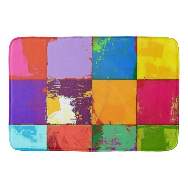Tapete De Banheiro Blocos de Cor Grunge Pop Art (Frente)
