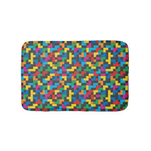 Tapete De Banheiro Blocos Retro Tetris Padrão Sem Costura