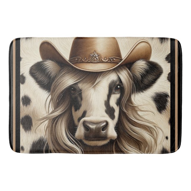 Tapete De Banheiro Blona Country Cow Girl Engraçada (Frente)