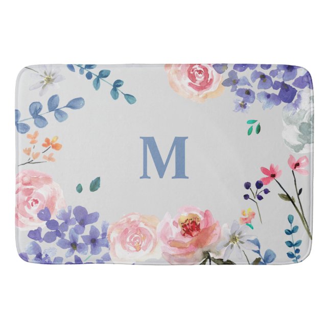 Tapete De Banheiro Blossomas Boêmianos: Aquarela Floral Bath Mat por  (Frente)